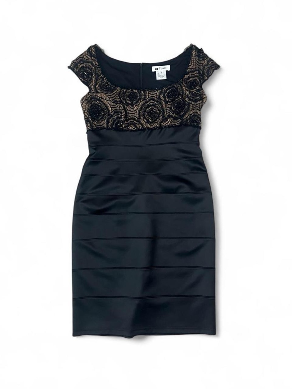 Calvin Klein Black Dress with Gold Lace Bodice